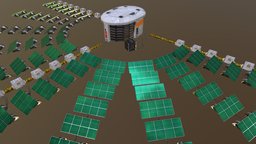 Solar power plant mars, lowpoly, gameasset, space