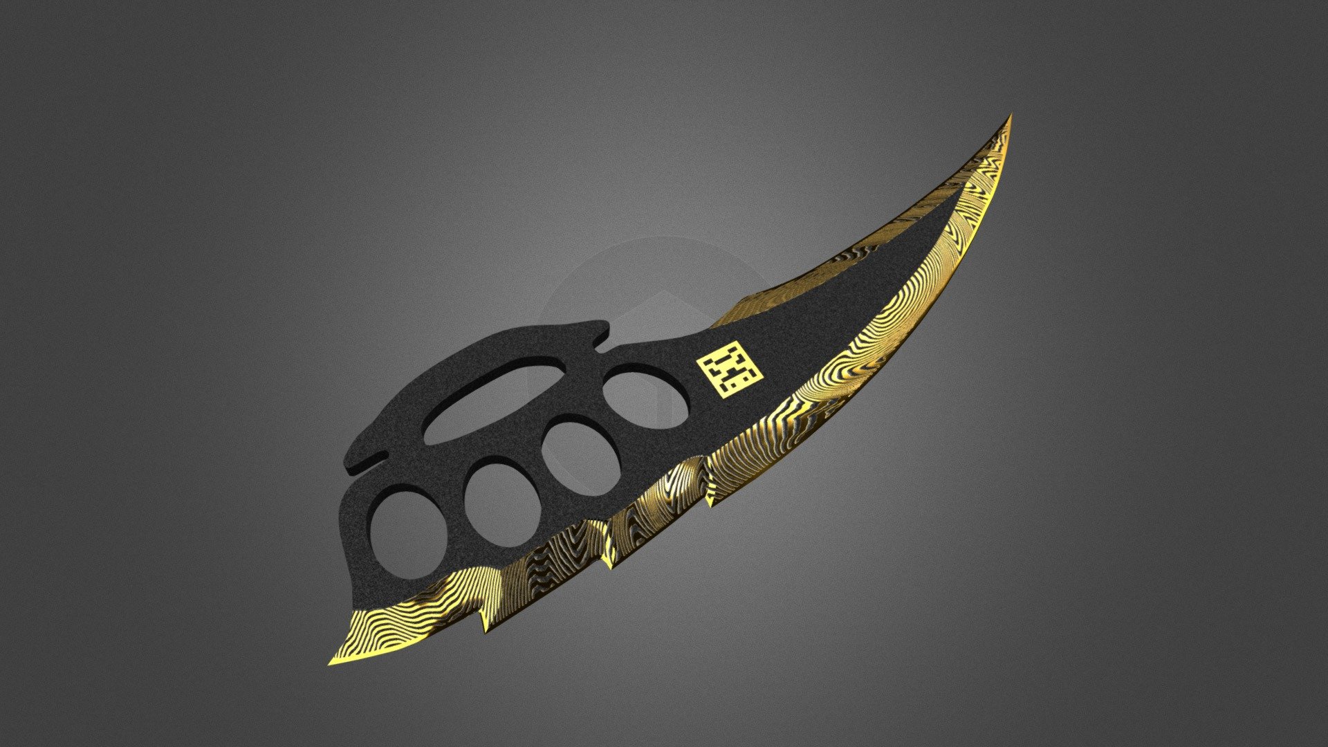 Damascus Knuckle Knife - 3D model by TheCheesman 3d model