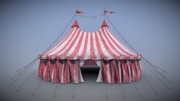 Circus Tent clown, flag, circus, fun, stripes, striped, illustration, vintacostume