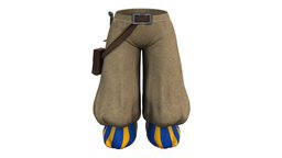 Female Puffy Legs Fantasy Pants wizard, steampunk, warrior, medieval, legs, pants, with, explorer, mage, combat, belt, pocket, puffy, knife, pbr, low, poly, female, fantasy, dagger, harem