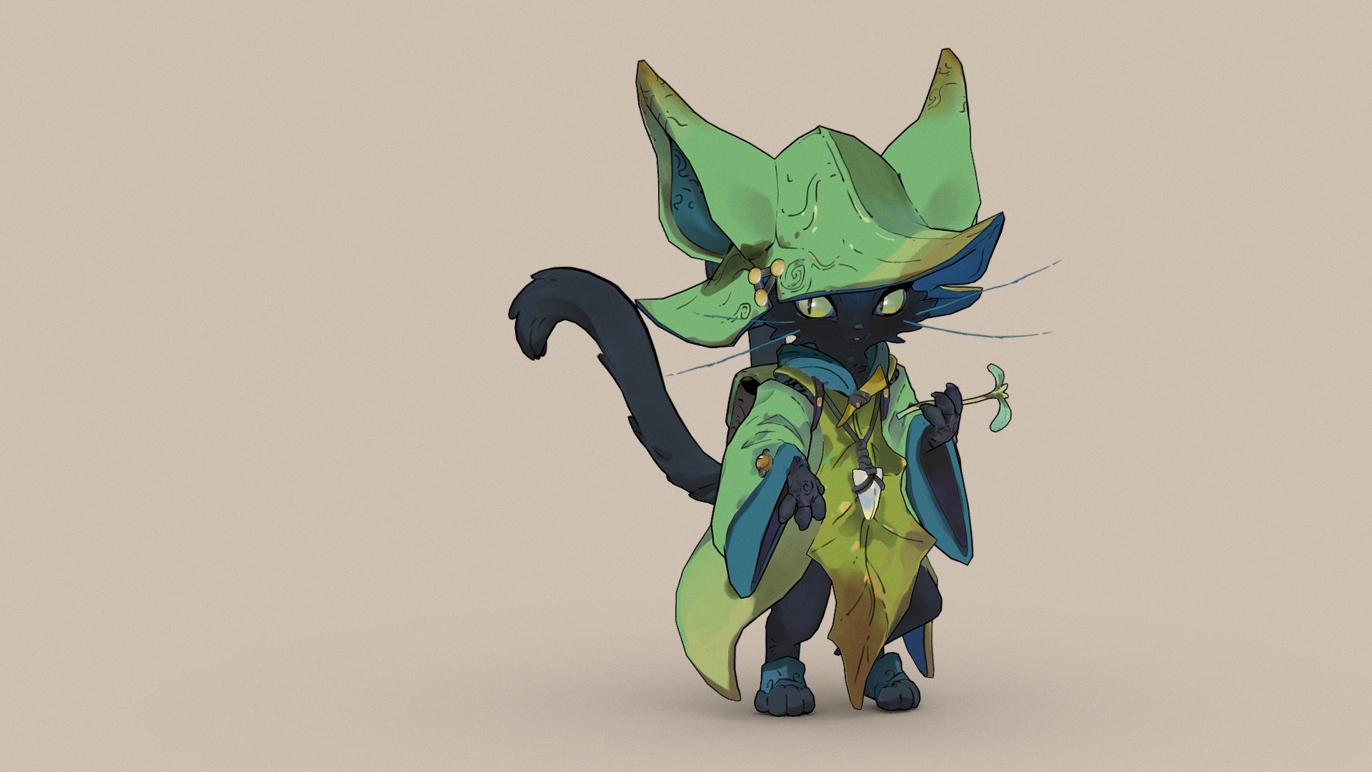 Concept art by Ovopack 

Sculpted in ZBrush.
Retopologised/rigged/skinned in Maya.
Hand painted in Blender.

Want to see how I made this character? Check it out here:
https://www.notion.so/Travelling-Cat-1bed78841e6e40db96058d4f9874c899 - Travelling Cat - 3D model by Emily Harrison (@emilyharrison) 3d model
