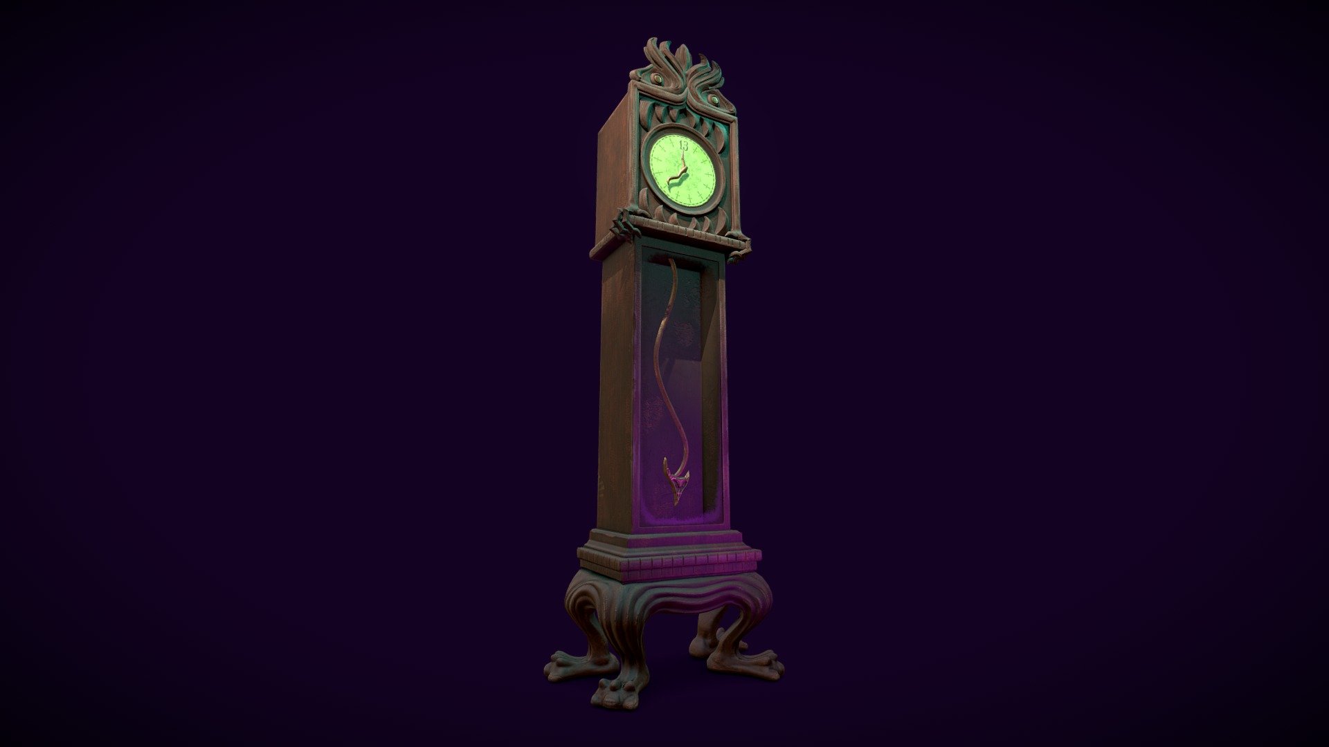 Hello there!

I'm very happy to present my first project in Substance Painter and with full PBR textures that is game-ready.

Art Station Breakdown and BlenderArtists Thread

This is a  replication of a grandfather clock found in the Disney attraction, The Haunted Mansion. 

Optimized low-poly and high-poly sculpt were made  entirely in Blender. The model was then exported into Substance Painter for texturing.

References (from various online source)

 - Haunted Mansion Grandfather Clock - 3D model by Olivia Sabatka (@discopears) 3d model