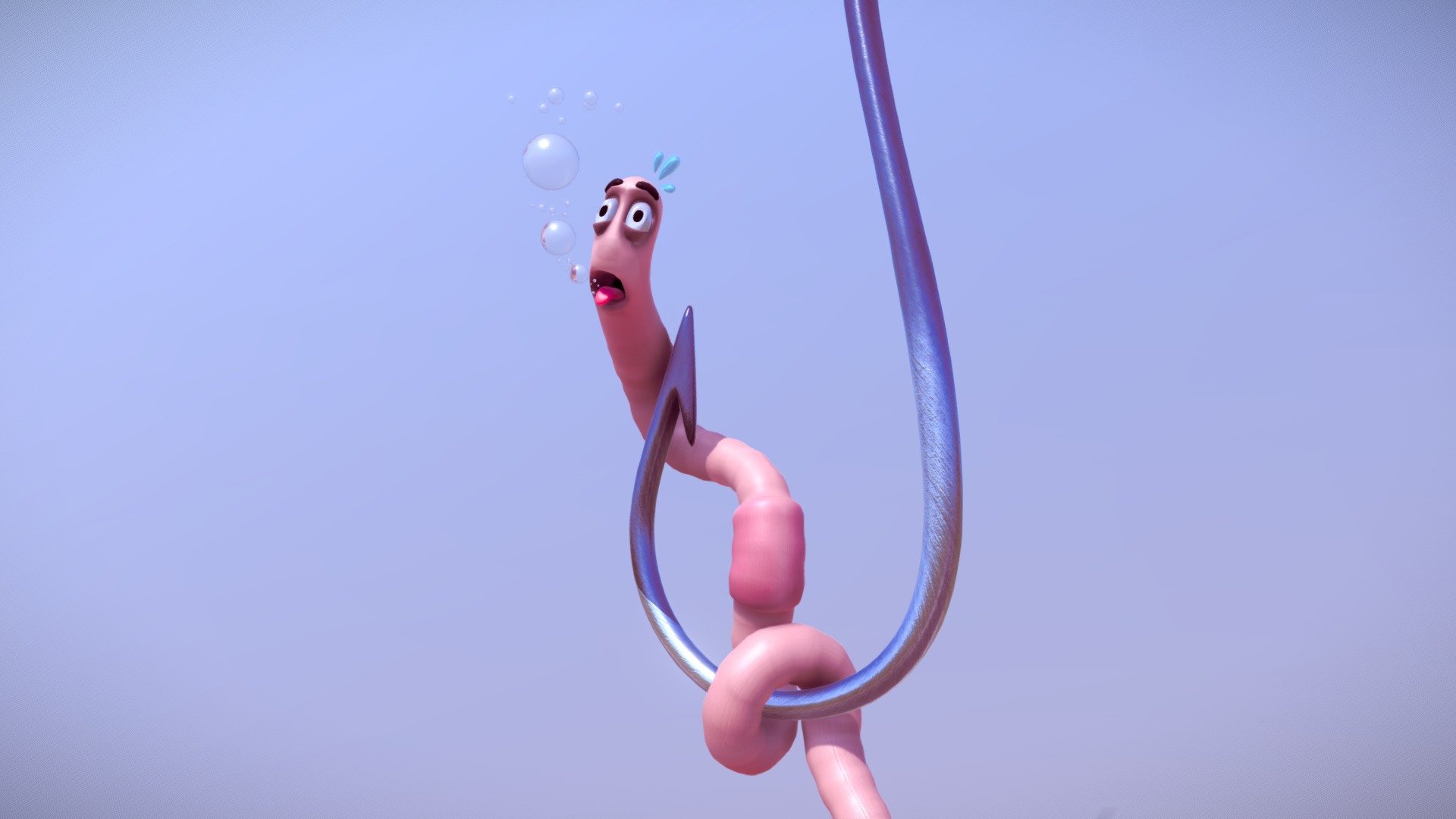 Simple scene of worm being hooked - Hooked worm scene - 3D model by inter_net 3d model