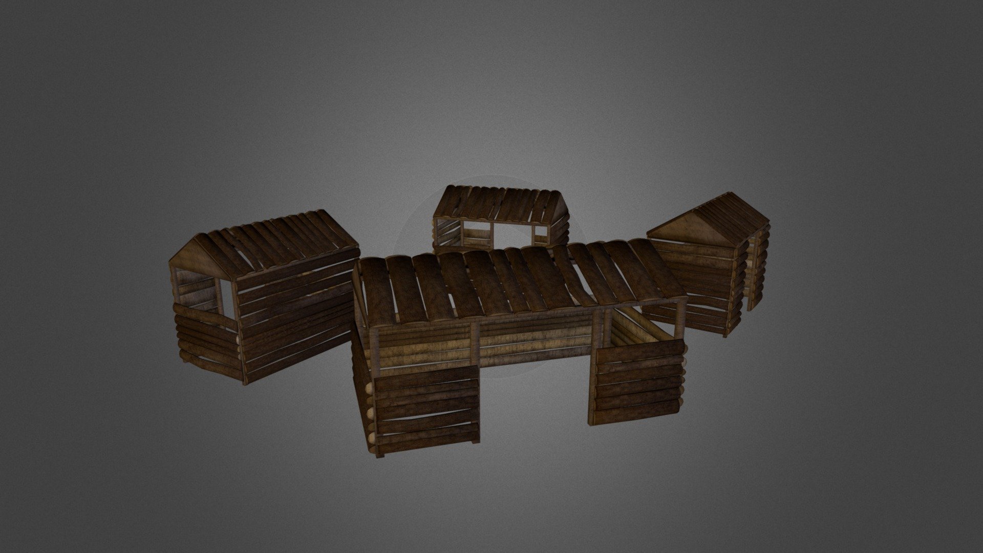 Wodden shacks for a paintball game. Small buidlings that provide useful cover as well as great vision.  - Wooden Shacks - 3D model by Alex Grubba (@alexgrubba) 3d model