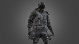 Military Outfit 5 body, hair, mesh, tshirt, shirt, vest, warrior, fighter, knee, jacket, clothes, bag, cyberpunk, pants, coat, shoes, boots, realistic, uniform, mask, swat, static, pocket, outfit, pouch, gloves, metahuman, pads, a-pose, character, 3d, helmet, model, man, military, female, male, modular, clothing