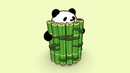 Bamboo shield animals, panda, bamboo, pets, sketchfabweeklychallenge, character, cartoon, blender, stylized, shield