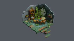 Stylized Room of the Forest Healer Hand Painted room, plant, plants, frog, potion, brewing, low-poly-model, lowpolymodel, stylized-environment, room-low-poly, potionbottle, potion_bottle, substancepainter, substance, maya, handpainted, low-poly, book, photoshop, lowpoly, hand-painted, substance-painter, stylized, handpainted-lowpoly, environment