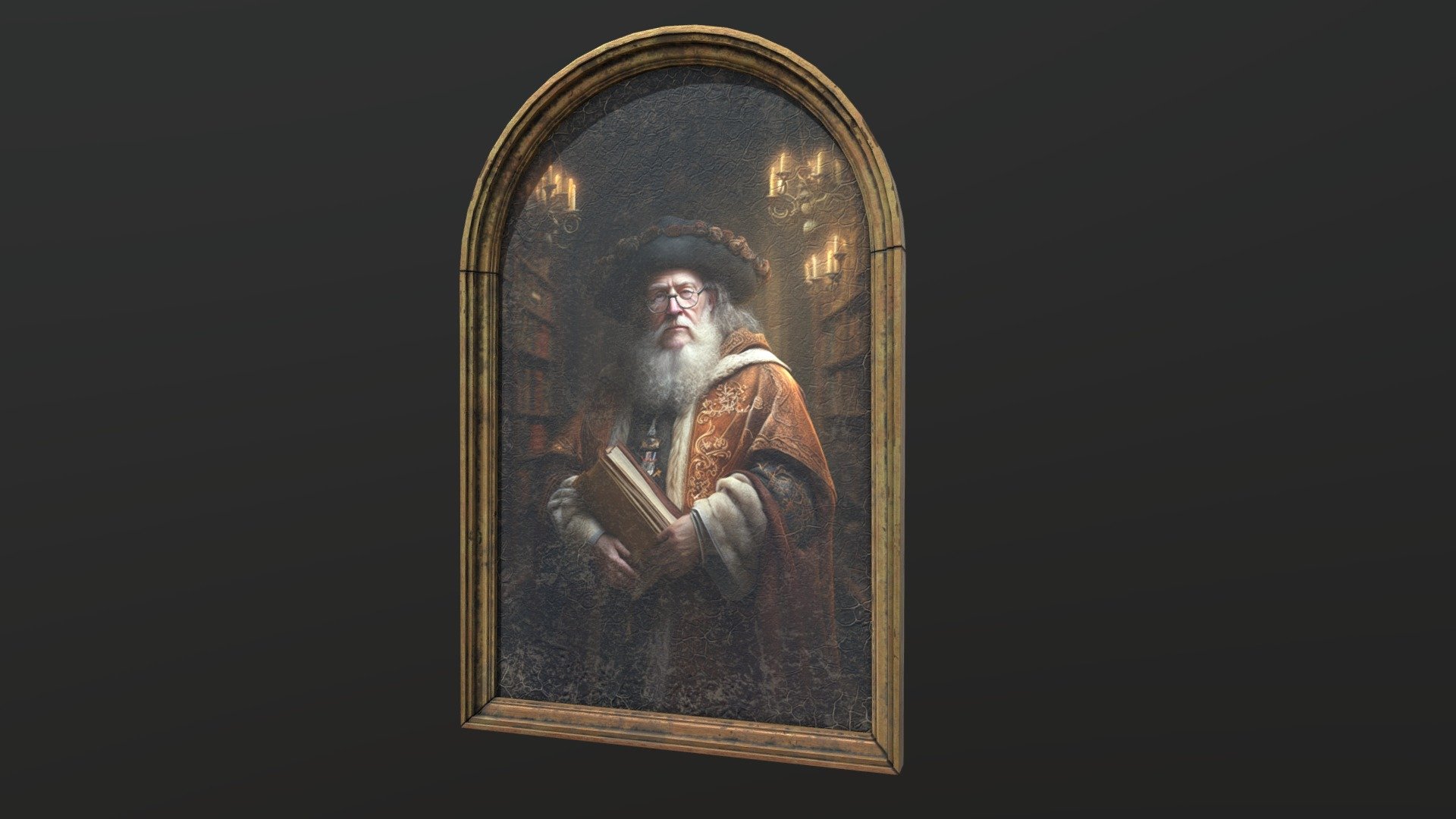 An old oil painting portrait of an old wise wizard in a library.

4K maps: Base Color, Normal (DirectX and OpenGL), Roughness, Metalnic and Ambient Occlusion.

Formats: .fbx and .obj - Old Portrait Painting of Wizard - Buy Royalty Free 3D model by Anskar 3d model