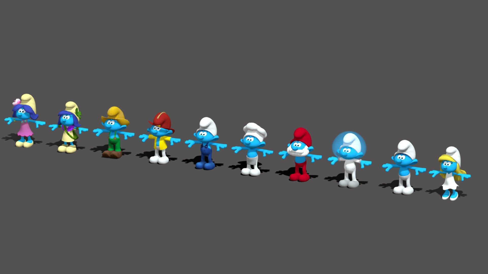 Papa Smurf

Smurfette

Clumsy Smurf

Hefty Smurf

Handy Smurf

Jokey Smurf

Chef Smurf

Farmer Smurf

Smurf Blossom 

Smurf Storm

Complete Smurf Family
 Smurf Cartoon Animated
Fully Rigged
Blender file + FBX + Iclone - Smurf Family Complete - Buy Royalty Free 3D model by Usman Ahmed GIll (@usman.ahmed.gill.93) 3d model