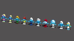 Smurf Family Complete storm, complete, chef, family, papa, farmer, handy, smurf, clumsy, blossom, fully, iclone, jokey, cartoon, animated, rigged, smurfette, hefty