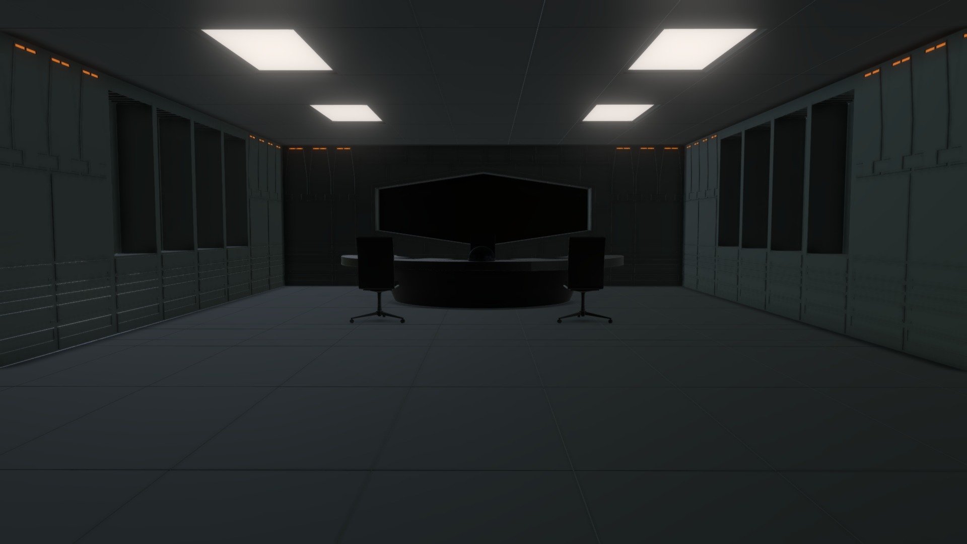 An office for Imperial officers aboard an Imperial Star Destroyer. Features 8 small display areas for the officer's collection. A hologlobe is located at the center of the officer's desk for tactical planning or communication. One large holoscreen is located behind the officer's desk for video communication or tactical planning 3d model