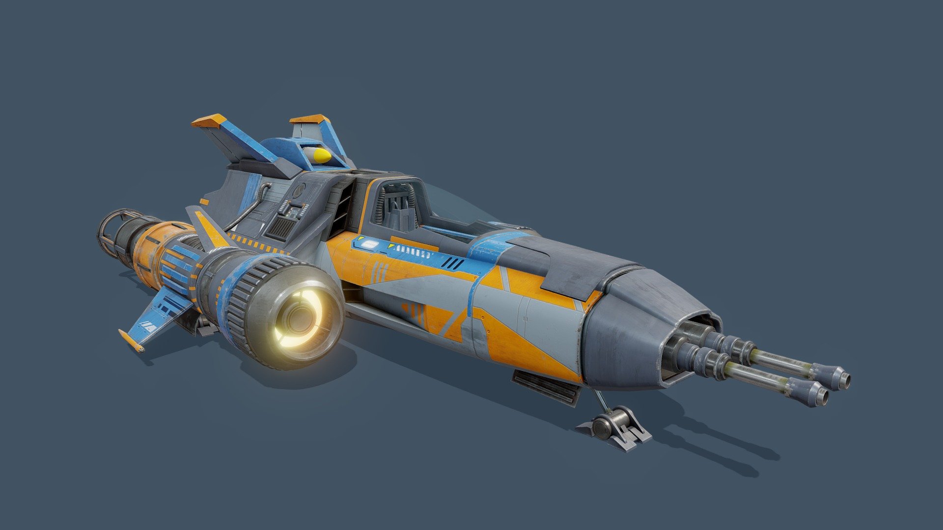 Custom version of a Starfighter based on a few Sci Fi ships and some parts of my own design. 

139k Tri's 71k Poly's

4096 textures.  5 Materials  because I have made the glass seperate but it uses the same textures as CF_PartA

Baked textures are included in case people want to use a program like substance painter to retexture the model.

Download includes a Zip with Textures in correct folders so they are easy to understand.  And includes 4 versions of the model.  3 attached meshes, one with cockpit closed, one in  flight mode with landing gear folded away, one landed with cockpit open, and a version with parts unattached, pivots added to landing gear and cockpit hatch, so they can be taken into a 3d program and animated.

MAKE SURE TO DOWNLOAD THE ADDITIONAL FILE LINK It contains all the proper models and textures in the right folders

DO NOT RESELL - Custom Starfighter V2 - Buy Royalty Free 3D model by Philip Gilbert (@PhilipAGilbert) 3d model