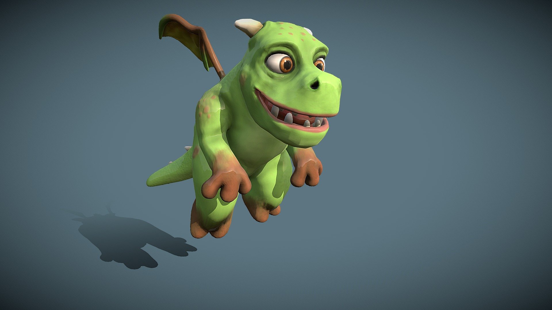 Cartoon young dragon

Features

-Model is completly unwrapped
-Layered scene (RIgg, mesh, lights, BG, controls)
-Lowpoly model
-Optimal Vray settings 
-Morpher expresions
-No need any plugin to open scene
-All nodes are named clearly
-Clean topology based on quads.
-One mesh
-Hand painted model

File format

-3Ds Max 2015 (Vray 3.0.0)
-3Ds Max 2012 (Vray 3.0.0)
-Obj 2015
-3Ds 2015
-FBX (contains body skeleton and morpher expressions) 3Ds Max

Textures

-Body texture res is 4k
-PNG format

Rigging

-Rigging inside 3Ds Max by Skin modifier, used CAT skeleton
-Handly rigged with vertex weight and painting for better movements
-Scene also include fly animation

Lights and Render setting are included in the 3DS Max scene (V-ray). Just open and render
Scene also include Walk animation, folder FBX format whitch can be used on another 3D software or games engines.

I hope u like it!
For more models just click on my name and browse library 3d model