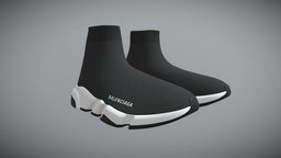 Balenciaga Speed LT sneakers Low-poly 3D model cloth, fashion, speed, foot, shoes, boots, run, footwear, sole, running, sneakers, sock, streetwear, trainers, kicks, gucci, balenciaga, character, clothing, sneakrs