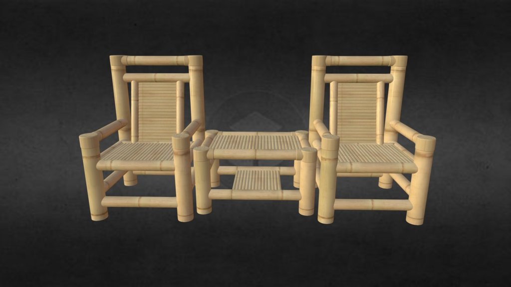 Patio table &amp; chairs - Meja & Kursi Teras - 3D model by Tereng kayu (@terengkayu) 3d model