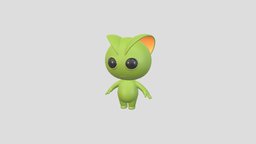 Character155 Monster body, green, cute, little, toy, mascot, print, head, alien, character, cartoon, design, creature, monster, fantasy, simple