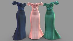 Female Off Shoulder Hautre Couture Gown Dress