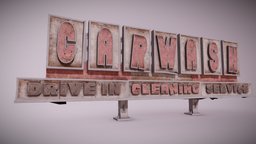 PAS abandoned, red, restaurant, post-apocalyptic, signs, painted, unreal, survival, aaa, metal, realistic, cleaning, game-ready, unreal-engine, ue4, gasstation, carwash, gas-station, post-apoc, post-apocalypse, unity, pbr, car-wash