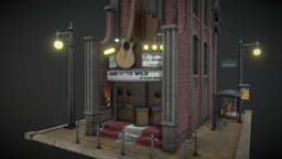 Stylized Vintage Music Hall Model music, ready, tutorial, course, training, youtube, unrealengine, sims, guide, substancepainter, game, 3d, blender, model, stylized, building, cities-skylines, unrealengine5