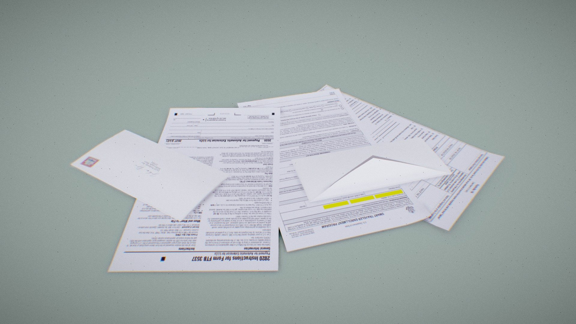 Just some paper &amp; a couple not so good envelopes. 

1 Set 1K PBR Materials (2K Diffuse) - Papers & Envelopes - Download Free 3D model by bossdeff 3d model