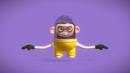 Nerd Monkey monkey, astronaut, character, modeling, 3d, zbrush