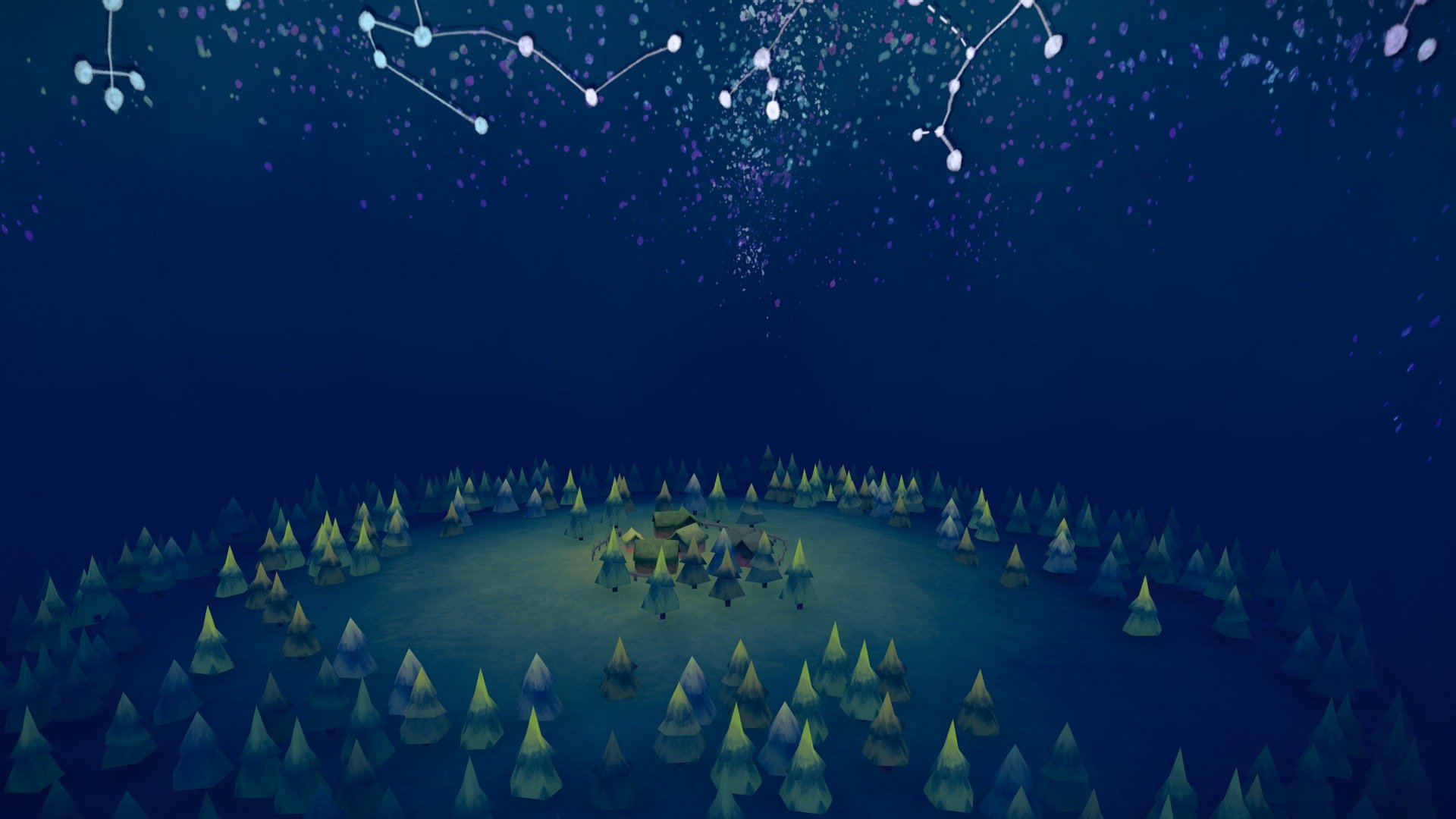 A small town sitting beneath the stars - Starry Sky Diorama - 3D model by Poppy (@pixomnia) 3d model