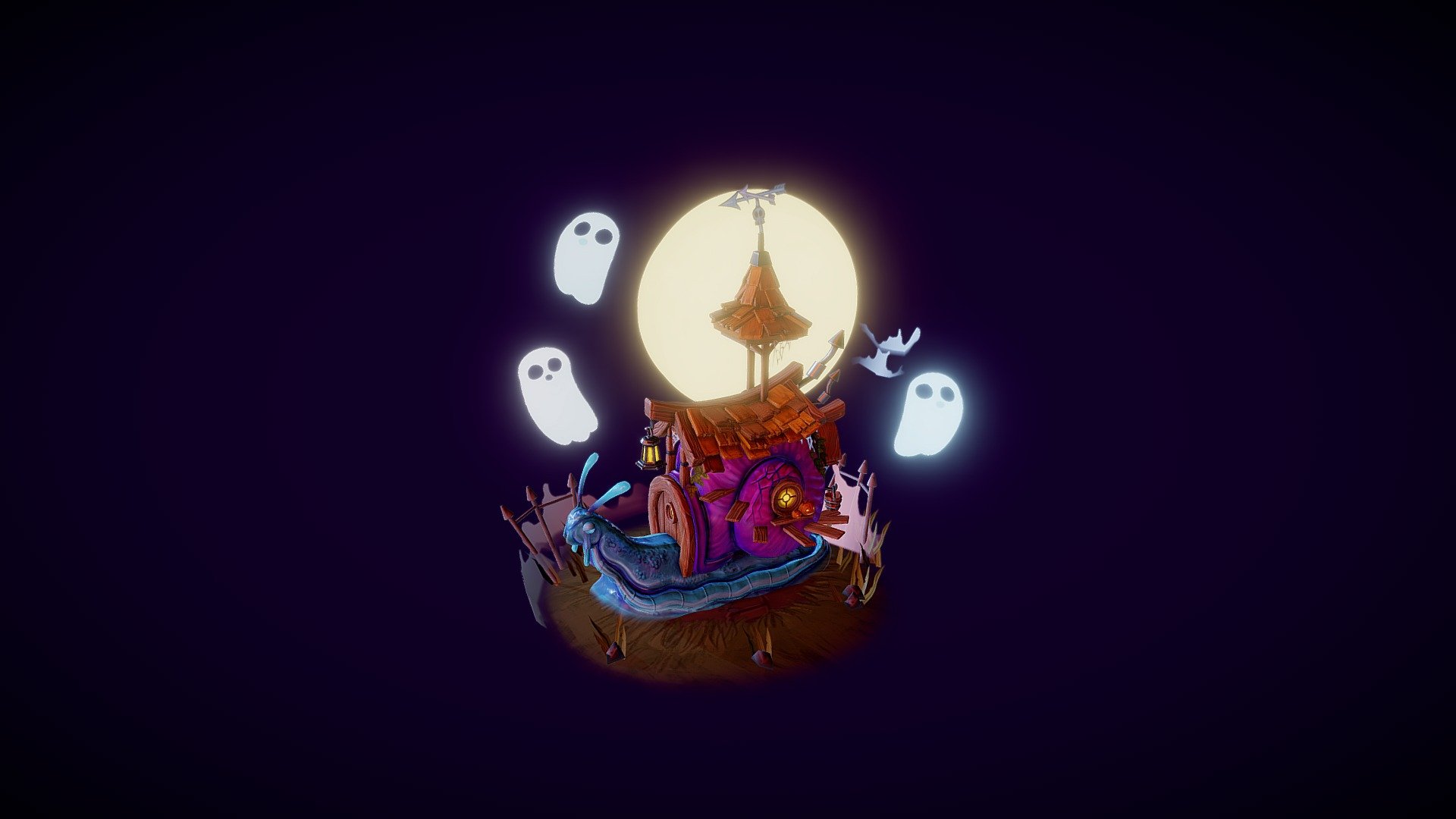 The ghost of a snail, brought back from the dead by the fabled necromouser to haunt it's own shell - makes for some great real estate! 


Here is my submission for the 2020 Haunted House challenge! I drew the concept for this myself, linked below ![https://twitter.com/maddilr/status/1320732158663839745/photo/1]

A little sad that that the lil mouse necromancer (Necro-mouser?) sadly didn't make the final model, but I'll definitely be updating this asset with him in!

Despite having a nightmare (aka losing all my texturing the night before!) I tried to work through it and still get my submission done in time, and I’m really pleased with the results! This was an area I wasn’t very confident in (sculpting especially) and so I’ve learnt tons this last week! I’m hoping to be more involved in future challenges as I enjoyed this one tons!

Music is from https://www.purple-planet.com/! &lt;3 - The Haunted Snouse! Haunted House Challenge - 3D model by Madison Riley (@maddilriley) 3d model