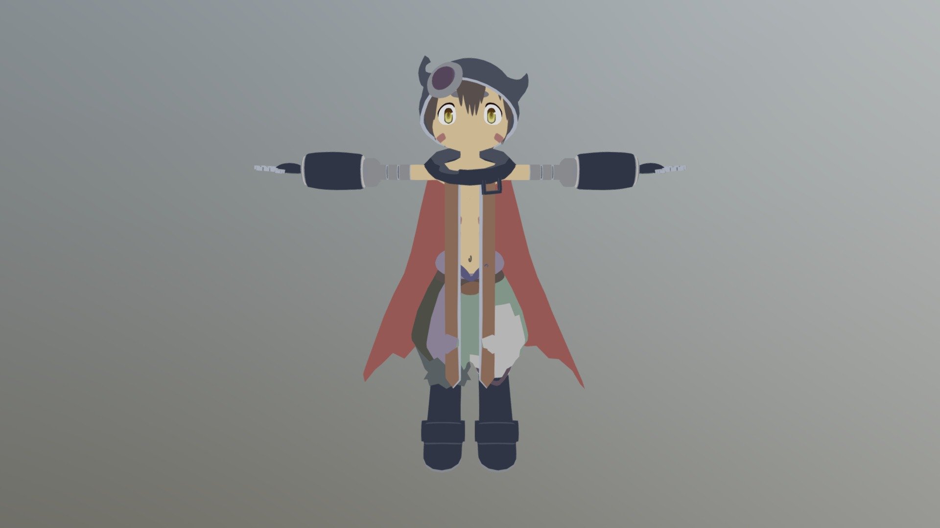 A model i made from scratch based on Reg from Made in Abyss.
model is intended for vrchat and was rigged acordingly for it.
Attached file is fully rigged model and textures if purchased 3d model