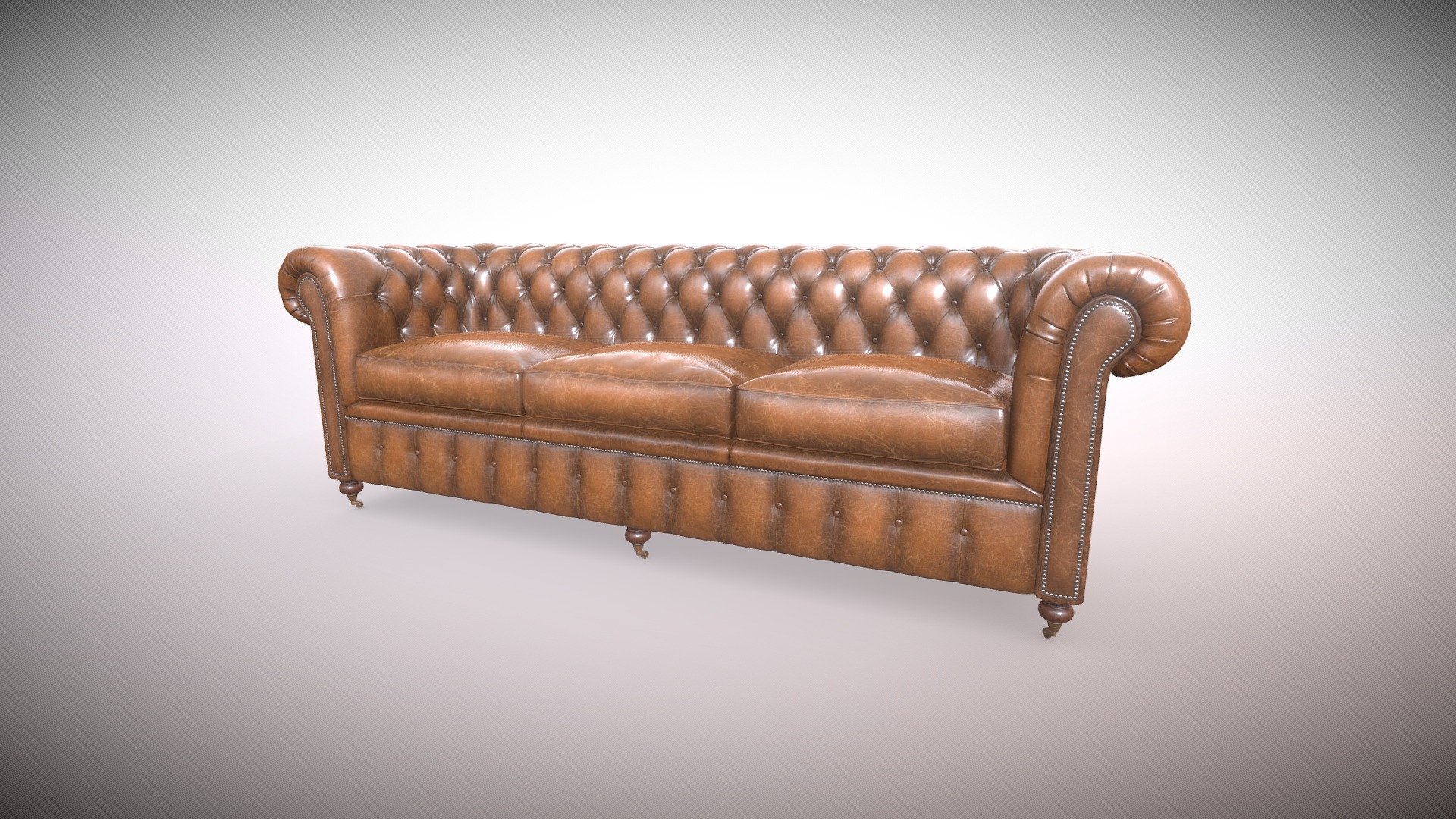This is an accurate model of the classic Chesterfield sofa, the 3-seater brown aged leather version. All modelling was done based on real-life references and dimensions with care and full details. Texturing was done in Substance Painter. 
This is the perfect asset for your interior archviz shots.
Obj and blend files are included 3d model