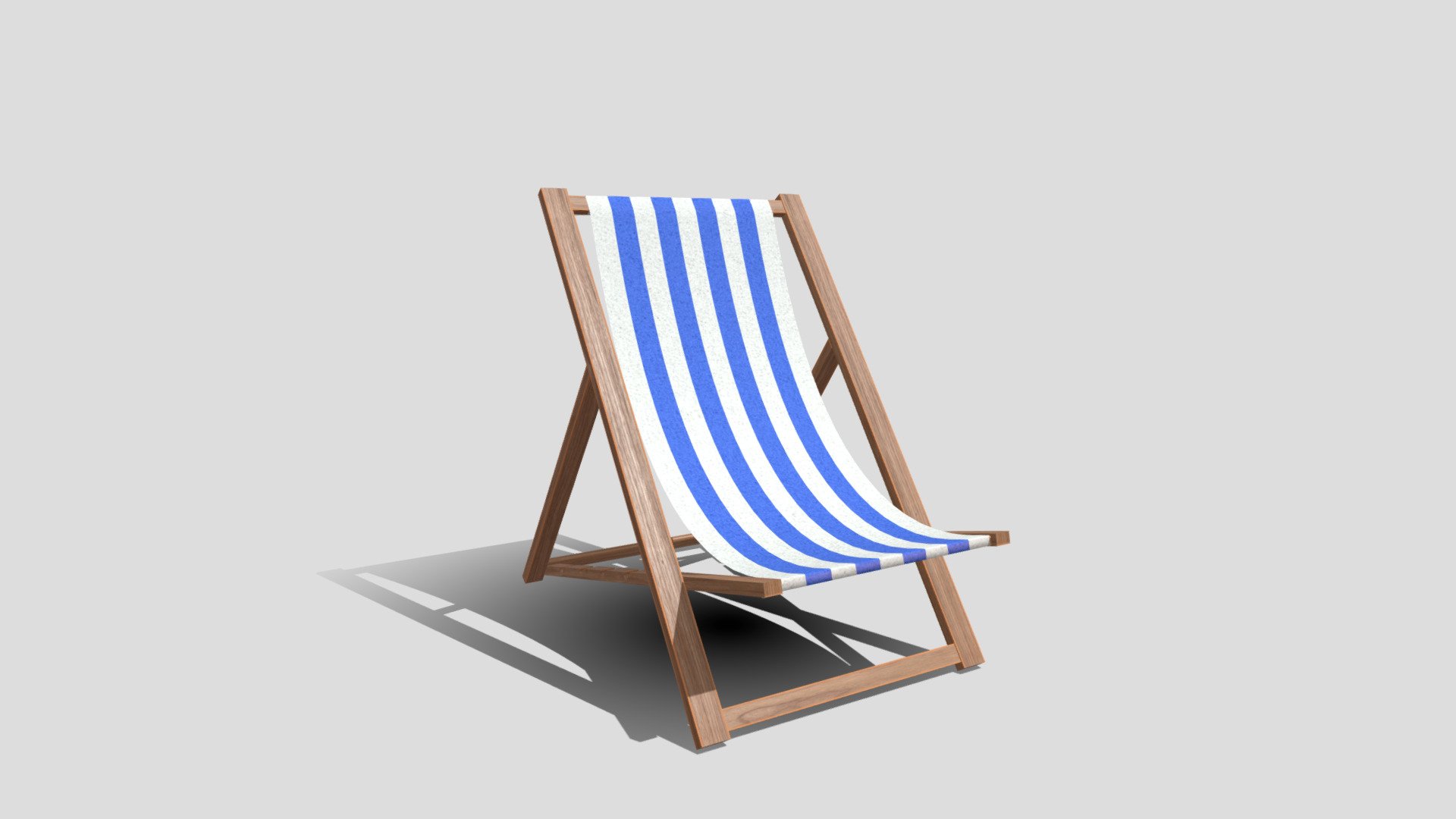 Low poly summer beach chair with blue strips game ready 3d model
