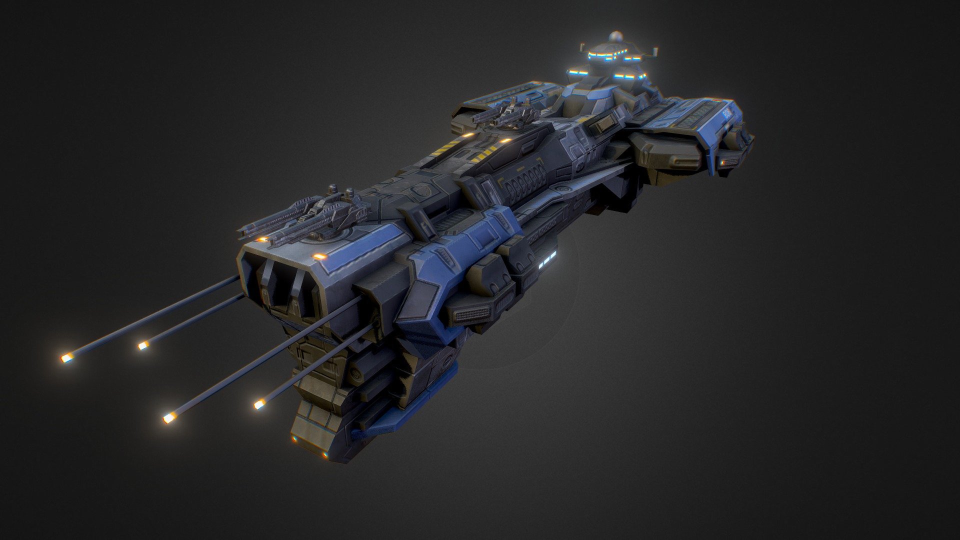 Buy in the Unity Asset Store -link removed- - Battleships "Harbinger" Lowpoly - 3D model by FORGE3D (@forgedwithpassion) 3d model