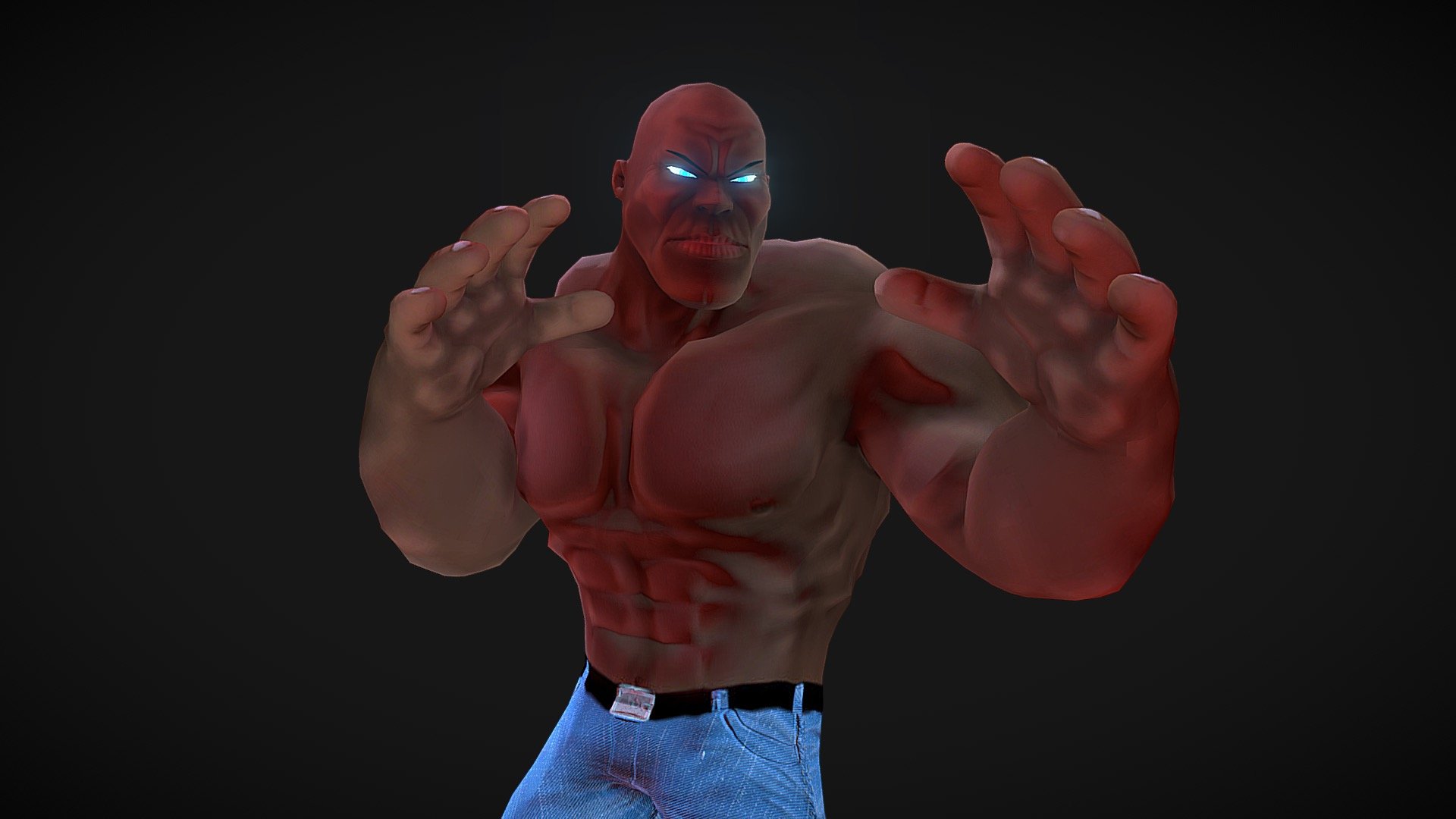 Muscle Man is a low poly stylized game character. Will work with motion capture files. If you take off the Emission map, he is just a normal guy with eyes, then if you turn it on, his eyes glow and the magic writing appears on his back.... turning him into a super hero 3d model