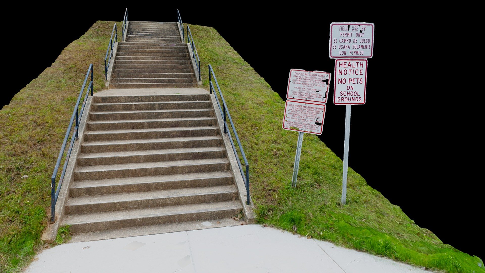 Photogrammeyry of tripple stair set behind Shrevewood Elementary in Falls Church, VA.
Learned consistent lighting really does make a big difference! All but 12 photos aligned in this one.
Photos taken with Nikon D3000 and meshed in Reality Capture 3d model