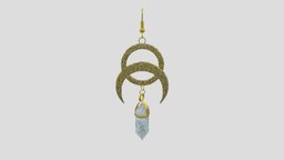 Detailed Crystal Earring Game Ready moon, earring, crystal, ready, substancepainter, substance, game, witch