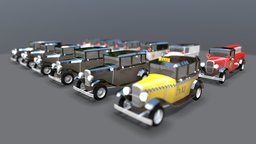 Lowpoly Vintage Car Pack 1930s police, truck, cars, ambulance, 1929, 1933, taxi, mafia, fire, 1928, gangster, oldtimer, 1932, 1930, 1931, 1934, vintagecar, lowpoly, low, poly, car