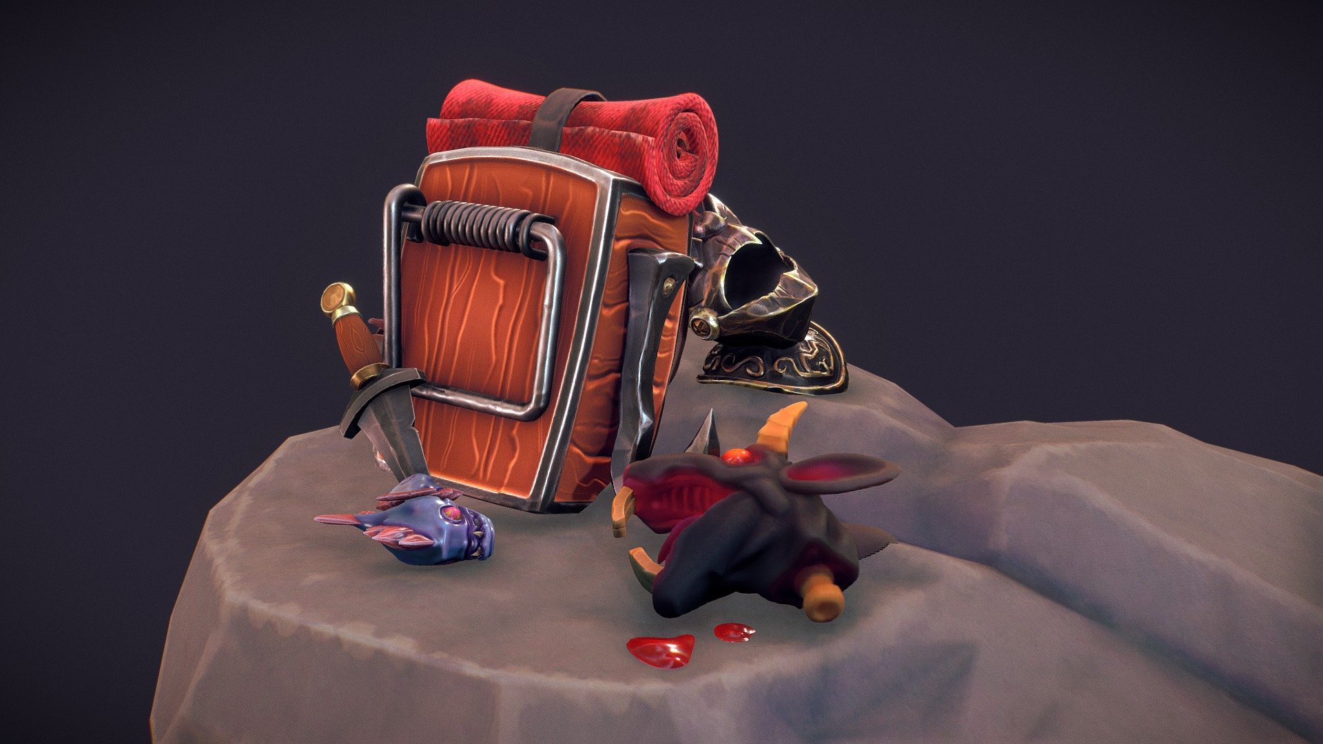An adventure kit following the adventures of Mittens the rat slayer and his mission to defeat the rat king.
All assets were created by me and designed by me.

Took a while with slow pc and janky tablet, in order to work quick i used zbrush decemation+ uvmaster with  my own created substance smart materials to work fast en get everything out!
hope you enjoy it and may the best adventurer win/survive!

artstation:https://www.artstation.com/crimson-king
instagram; https://www.instagram.com/crimson_king_art/ - The Adventures Of Mittens (Adventure Kit) - 3D model by Julien Lommaert (@Crimson_King) 3d model