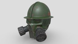 Steampunk Helmet Game Ready steampunk, warrior, fighter, realtime, pilot, guard, head, 3d, helmet, model