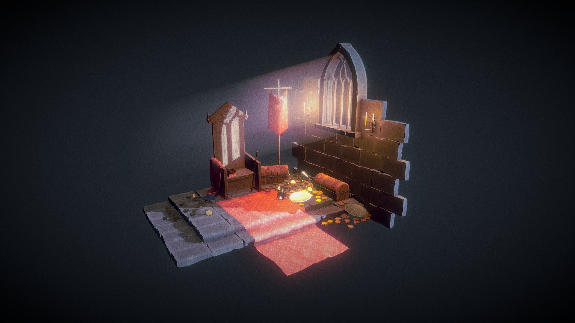 Art test I did for a big mobile studio. Really enjoyed working on this style, hope you like it smiley!

Unreal renders on my artstation here: https://www.artstation.com/artwork/ELzoQN - King's Throne Diorama - Download Free 3D model by sakislaspas 3d model