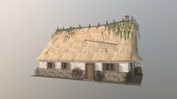 WOLINSKI_VICTORIA_TP1_GÉNÉRIQUE european, medieval, farmhouse, hut, witcher, lowpoly-gameasset-gameready, lowpolymodel, slavic, thatchedroof, architecture, lowpoly, house, studentwork, fantasy, village