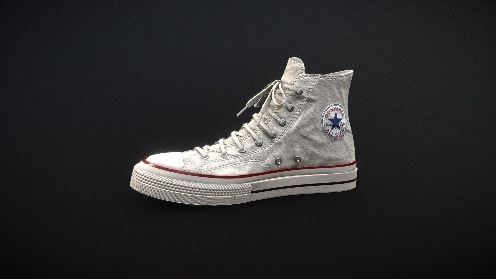 Converse Chuck Taylor All Star Vintage 70s

Game and production ready, polycount optimized for quality, ideal for high quality Characters and Close-Ups
Internal parts modeled and textured, ideal for customization or animation
Laces are continuous, no cuts behind the eyelets

Single UV space
PBR and UE4 4k Textures
Low Poly has 6.2k quads
FBX, OBJ, ZTL

2 Color variations - Converse Chuck Taylor All Star - Buy Royalty Free 3D model by Feds452 3d model