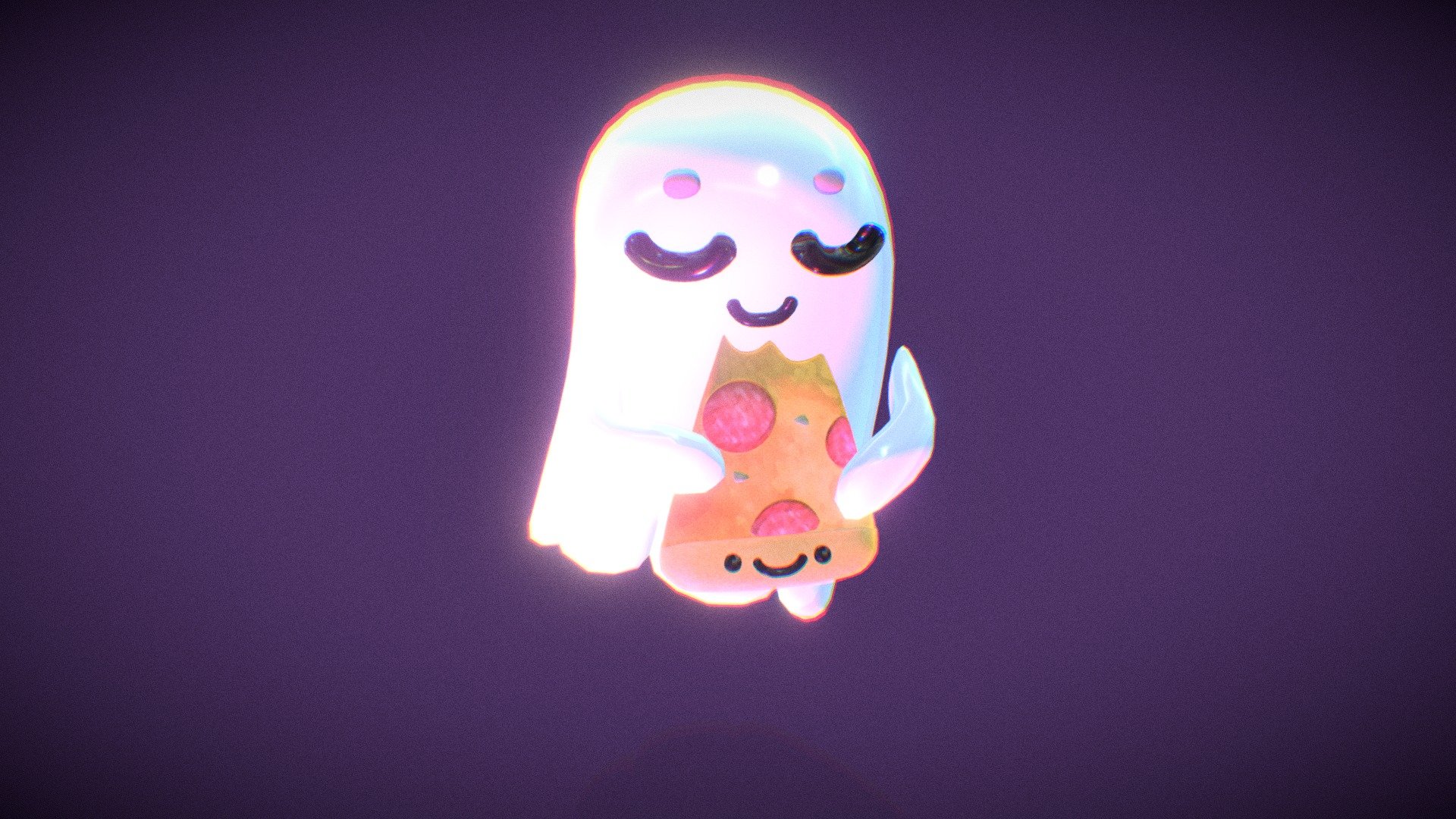 Fan art of an image that I saw on pinterest, I really liked the concept so I decided to replicate it, a little late for the Halloween dates - Ghost Pizza - Buy Royalty Free 3D model by quetzal16 3d model