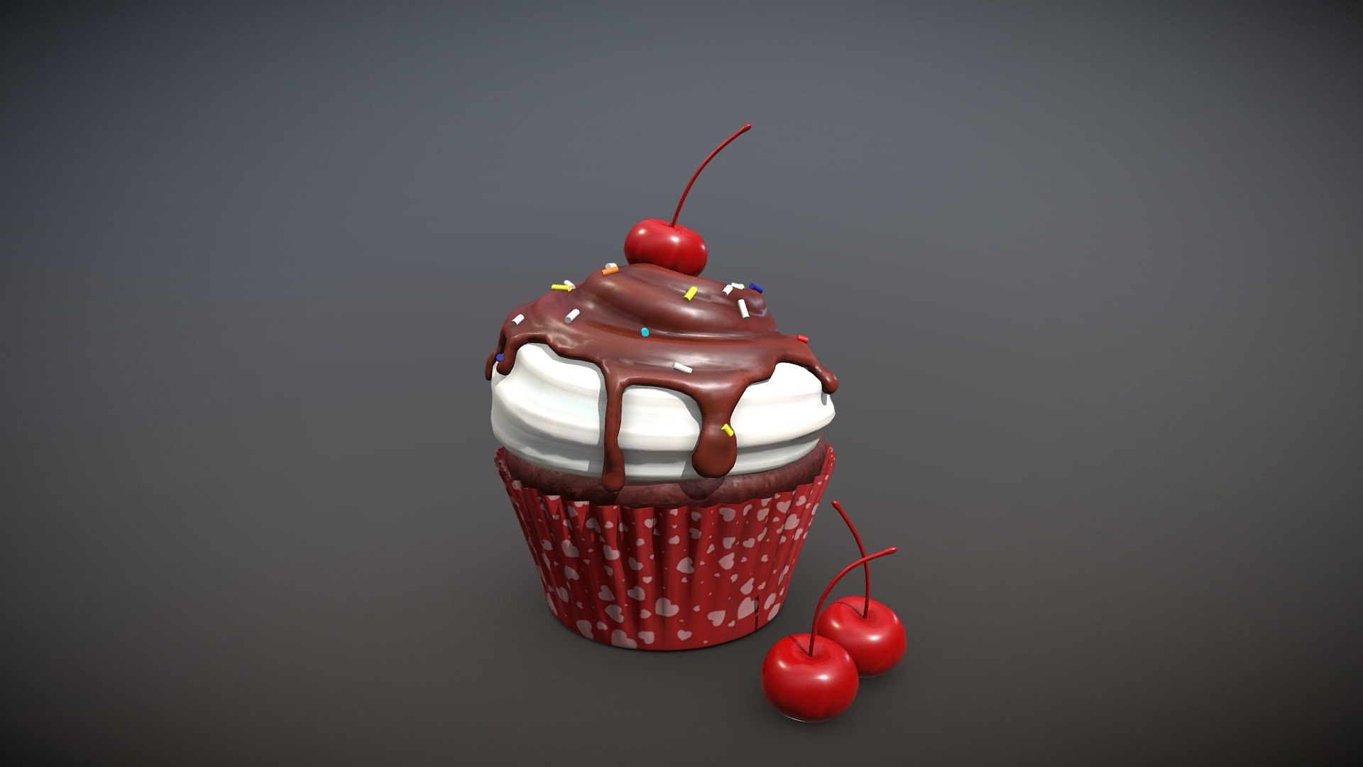 Middle-poly model of a cupcake, made for rendering 3d model