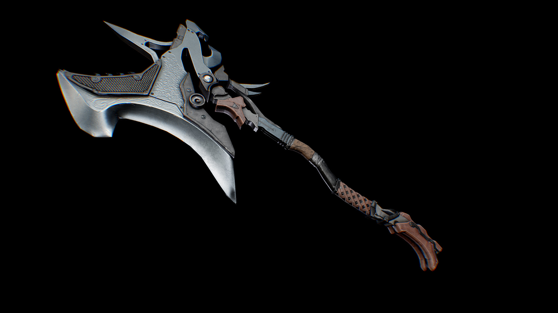 Great Axe.

Polycount: 13400 triangles

Screenshots are rendered in real-time in Marmoset Toolbag.

Game-ready, suitable for any modern game-engine such as Unity or Unreal Engine.

PBR Textures 2048x2048 (PBR set, Unity 5 Set, Unreal Engine 4 set)

2 Materials.

Textures include: diffuse, ambient occlusion, normals, roughness, metallic.

Source file is .blend. Model is made in Blender, textured in Substance Painter 3d model