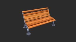 Stylized Hand-Painted Park Bench