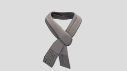 Winter Scarf winter, scarf, fashion, accessories, clothes, gray, womens, mens, beige, wear, pbr, low, poly, female, male, knitwork