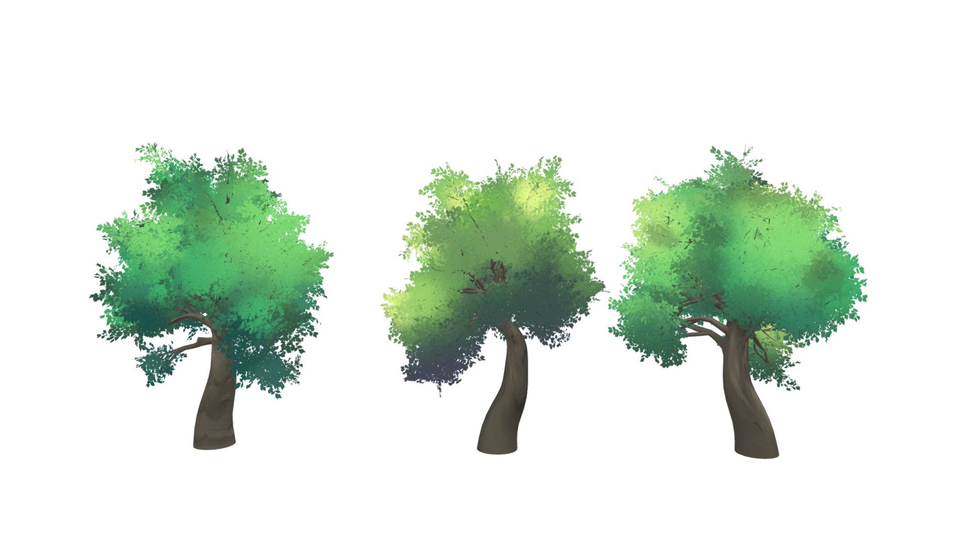 New Anime set of Trees

These are higherpoly count than the previous ones 

But they look much better 

You can add the leaves to any trunk of your choice and you can have as many new anime trees as you need

You can also sculpt the leaves to give the shape that you want

Tree1 on the right: 156.000 Faces

Tree2 on the middle: 226.000 Faces

Tree 3 on the left: 177.000 Faces

glb/gltf, fbx and textures included on the zip file - Anime Trees Highpoly - Buy Royalty Free 3D model by ahingel 3d model