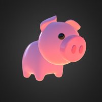 Little Cartoon Pig cute, pig, 3d-model, cartoon, animal
