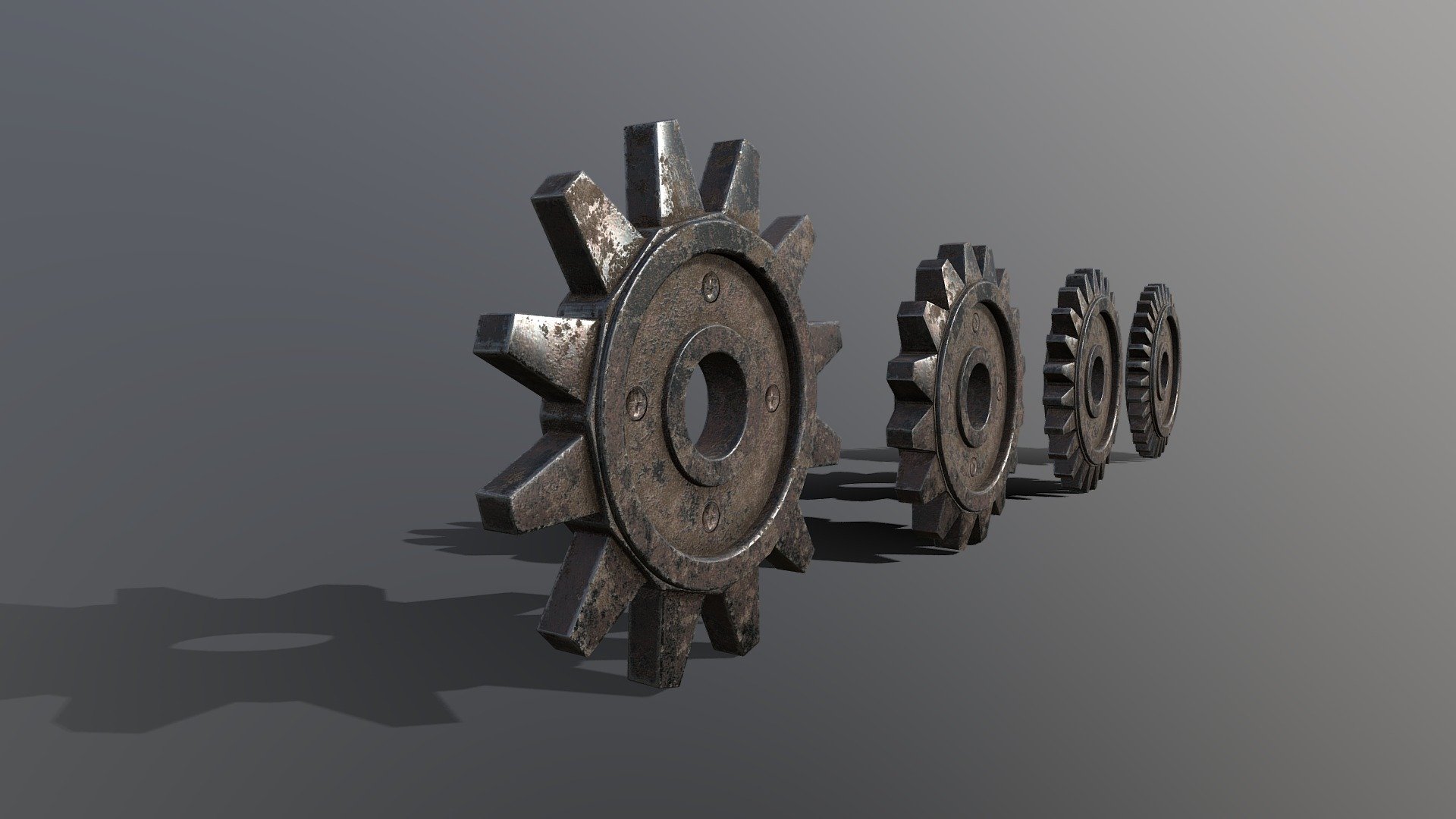 Industrial Gear Set 07

All objects Modelled to give a worn, aged look to each Gear, which you can easily build up a complex Gear system to fit within your project/scene

Great assets if you are creating a Steampunk scene!

Modelled in Blender 2.80 

3 Formats included:

Blend

Fbx

Obj/Mtl

All Textures

Textured in Substance Painter 2

Approximate Diameter of each Gear: 500cm

Scale: 1.000 Metric

2K Resolution Maps / PBR /: Colour, Metallic, Roughness &amp; Normal 

(Height Maps provided in the Textures folder if you wish to use them)

2048 x 2048 Maps

Origin of all Models: Centre Of Mass

Please note if you are using EEVEE:

You may need to go into the Render Properties Tab - Performance - Enable High Quality Normals

Unwrapped - non overlapping UVs

Clean Topology, no loose or double Vertices

Of course any of these Objects can be duplicated as many times as you like - Multiple Industrial Gears!

Thanks for your interest &amp; Support!

MagicCGIStudios - Industrial Gear Set 07 - Buy Royalty Free 3D model by MagicCGIStudios 3d model