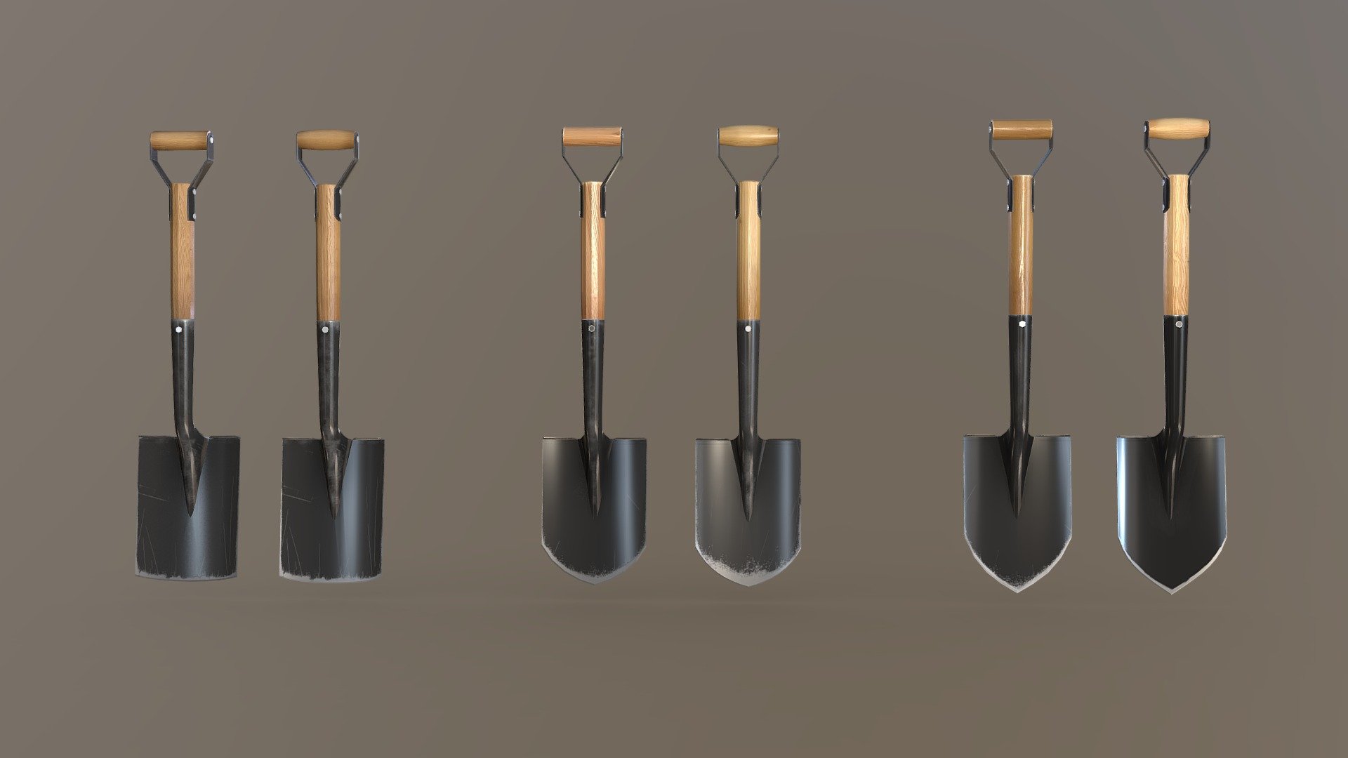 Gold miner shovels - Shovels - Buy Royalty Free 3D model by Sanya Laneev (@lansvision2) 3d model