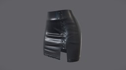 Female Split  Mini Black Leather Skirt mini, leather, front, club, , fashion, up, girls, clothes, skirt, split, realistic, real, casual, womens, lace, wear, formal, slit, pbr, low, poly, female, black